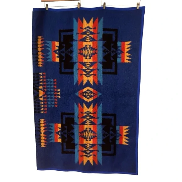 BIEDERLACK Vintage Aztec Southwestern Reversible Blanket 74”X55” Made In USA - Picture 2 of 11